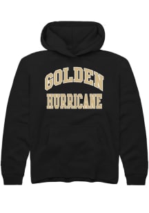 Youth Tulsa Golden Hurricane Black Rally Arch Stack Long Sleeve Hooded Sweatshirt