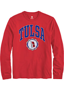 Summit Sportswear Tulsa Golden Hurricane Red Arch Seal Long Sleeve T Shirt