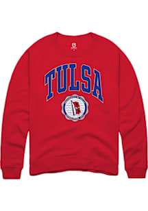 Summit Sportswear Tulsa Golden Hurricane Mens Red Arch Seal Long Sleeve Crew Sweatshirt