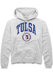 Summit Sportswear Tulsa Golden Hurricane Mens White Arch Seal Long Sleeve Hoodie