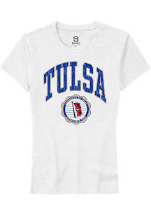 Summit Sportswear Tulsa Golden Hurricane Womens White Arch Seal Short Sleeve T-Shirt