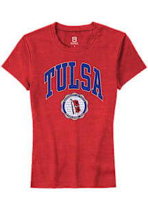 Summit Sportswear Tulsa Golden Hurricane Womens Red Arch Seal Short Sleeve T-Shirt