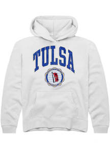 Youth Tulsa Golden Hurricane White Rally Arch Seal Long Sleeve Hooded Sweatshirt