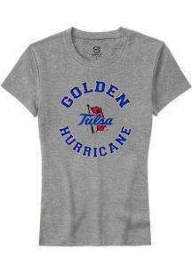 Summit Sportswear Tulsa Golden Hurricane Womens Grey Circle Short Sleeve T-Shirt