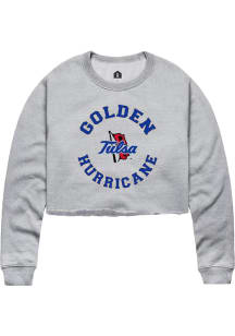 Womens Tulsa Golden Hurricane Grey Rally Circle Crew Sweatshirt