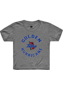 Youth Tulsa Golden Hurricane Grey Rally Circle Short Sleeve T-Shirt