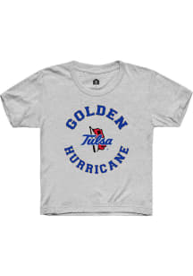 Youth Tulsa Golden Hurricane Ash Rally Circle Short Sleeve T-Shirt