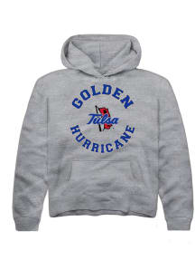 Youth Tulsa Golden Hurricane Grey Rally Circle Long Sleeve Hooded Sweatshirt