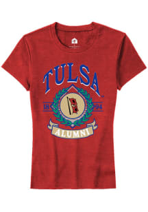 Rally Tulsa Golden Hurricane Womens Red Wreath Short Sleeve T-Shirt