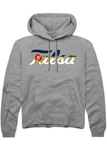 Summit Sportswear Tulsa Golden Hurricane Mens Grey City Flag Long Sleeve Hoodie