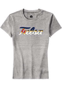 Tulsa Golden Hurricane Grey Rally City Flag Short Sleeve T-Shirt