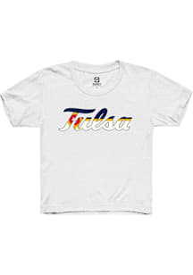 Summit Sportswear Tulsa Golden Hurricane Youth White City Flag Short Sleeve T-Shirt