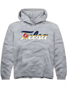 Youth Tulsa Golden Hurricane Grey Rally City Flag Long Sleeve Hooded Sweatshirt