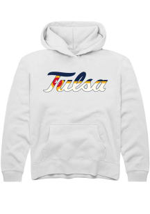 Youth Tulsa Golden Hurricane White Rally City Flag Long Sleeve Hooded Sweatshirt