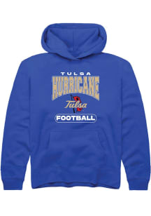 Youth Tulsa Golden Hurricane Blue Rally Football Long Sleeve Hooded Sweatshirt