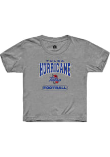 Youth Tulsa Golden Hurricane Grey Rally Football Short Sleeve T-Shirt