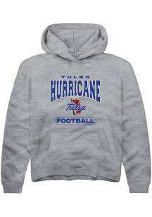 Youth Tulsa Golden Hurricane Grey Rally Football Long Sleeve Hooded Sweatshirt