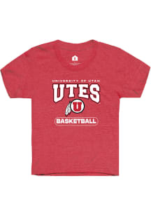 Rally Utah Utes Youth Red Basketball Short Sleeve T-Shirt