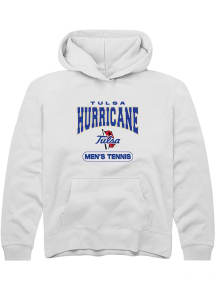 Youth Tulsa Golden Hurricane White Rally Tennis Long Sleeve Hooded Sweatshirt