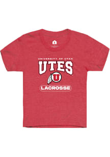 Rally Utah Utes Youth Red Lacrosse Short Sleeve T-Shirt