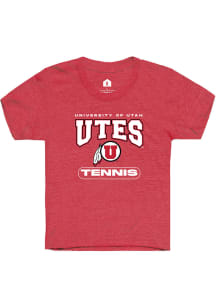 Rally Utah Utes Youth Red Tennis Short Sleeve T-Shirt