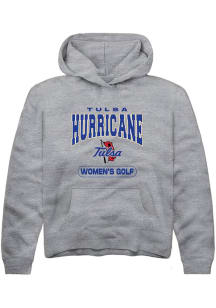 Youth Tulsa Golden Hurricane Grey Rally Women's Golf Long Sleeve Hooded Sweatshirt