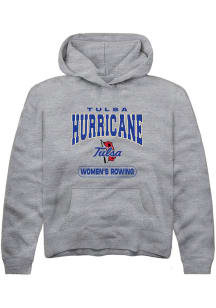 Youth Tulsa Golden Hurricane Grey Rally Rowing Long Sleeve Hooded Sweatshirt