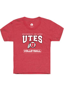 Rally Utah Utes Youth Red Volleyball Short Sleeve T-Shirt