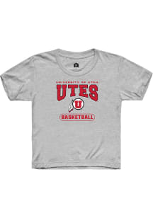 Rally Utah Utes Youth Grey Basketball Short Sleeve T-Shirt