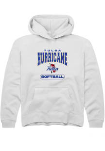 Youth Tulsa Golden Hurricane White Rally Softball Long Sleeve Hooded Sweatshirt