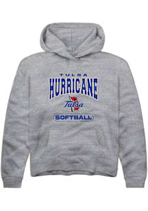 Summit Sportswear Tulsa Golden Hurricane Youth Grey Softball Long Sleeve Hoodie