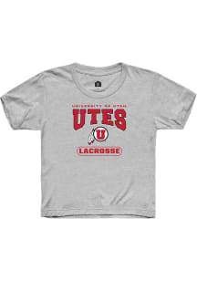 Rally Utah Utes Youth Grey Lacrosse Short Sleeve T-Shirt