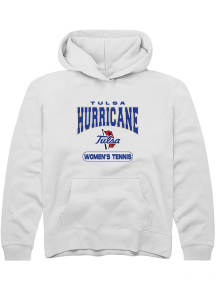 Youth Tulsa Golden Hurricane White Rally Women's Tennis Long Sleeve Hooded Sweatshirt