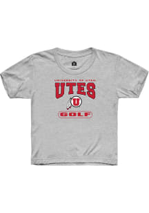Rally Utah Utes Youth Grey Golf Short Sleeve T-Shirt