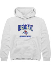 Youth Tulsa Golden Hurricane White Rally Volleyball Long Sleeve Hooded Sweatshirt