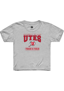 Rally Utah Utes Youth Grey Track and Field Short Sleeve T-Shirt