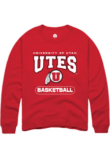 Rally Utah Utes Mens Red Basketball Long Sleeve Crew Sweatshirt