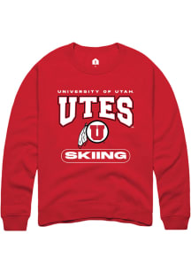 Rally Utah Utes Mens Red Skiing Long Sleeve Crew Sweatshirt