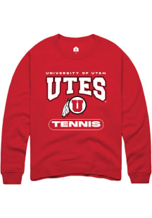 Rally Utah Utes Mens Red Tennis Long Sleeve Crew Sweatshirt