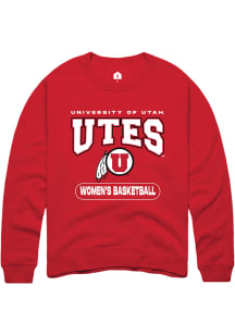 Rally Utah Utes Mens Red Womens Basketball Long Sleeve Crew Sweatshirt