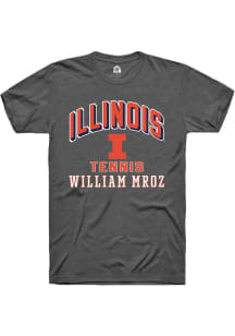 William Mroz Grey Illinois Fighting Illini NIL Arch Logo Short Sleeve T Shirt