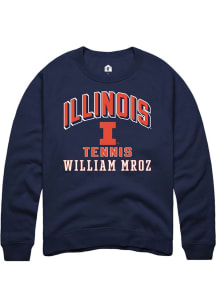 William Mroz Rally Mens Navy Blue Illinois Fighting Illini NIL Arch Logo Crew Sweatshirt