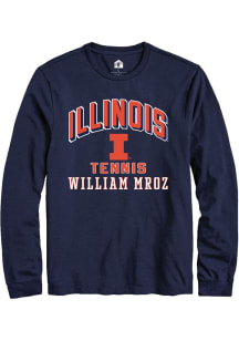 William Mroz Rally Mens Navy Blue Illinois Fighting Illini NIL Arch Logo Tee