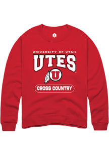 Rally Utah Utes Mens Red Cross Country Long Sleeve Crew Sweatshirt