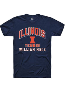 William Mroz Navy Blue Illinois Fighting Illini NIL Arch Logo Short Sleeve T Shirt