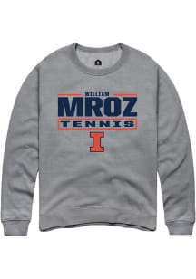William Mroz Rally Mens Graphite Illinois Fighting Illini NIL Stacked Box Crew Sweatshirt
