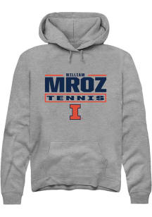 William Mroz Rally Mens Graphite Illinois Fighting Illini NIL Stacked Box Hooded Sweatshirt