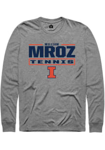 William Mroz Rally Mens Graphite Illinois Fighting Illini NIL Stacked Box Tee