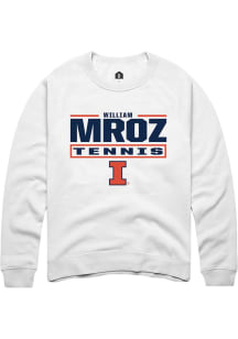 William Mroz Rally Mens White Illinois Fighting Illini NIL Stacked Box Crew Sweatshirt