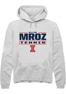 William Mroz Rally Mens White Illinois Fighting Illini NIL Stacked Box Hooded Sweatshirt